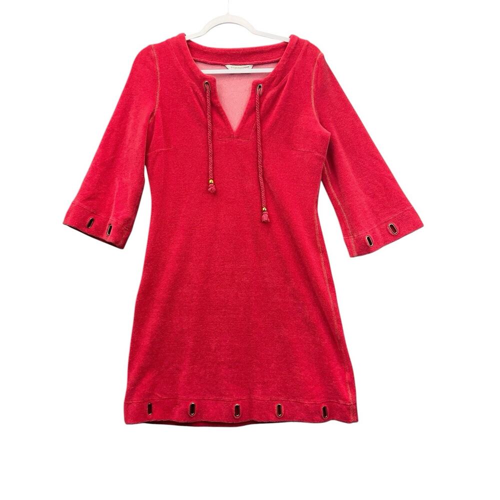 Boston Proper Terry Grommet Tunic Dress Red Grapefruit Sz.small